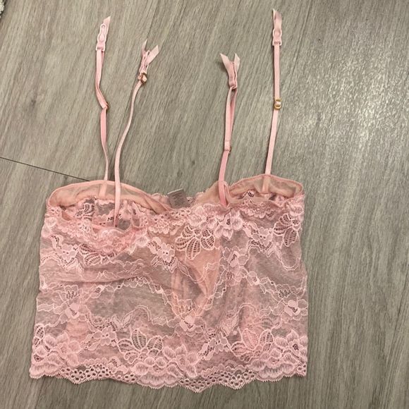 NWOT Victorias Secret Pink Garter Belt With Straps Lace Floral - Size S - Picture 1 of 2